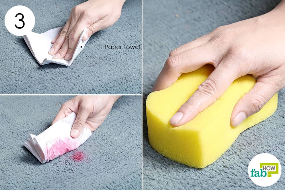 blot with paper towels and scrub with sponge to remove lipstick stains