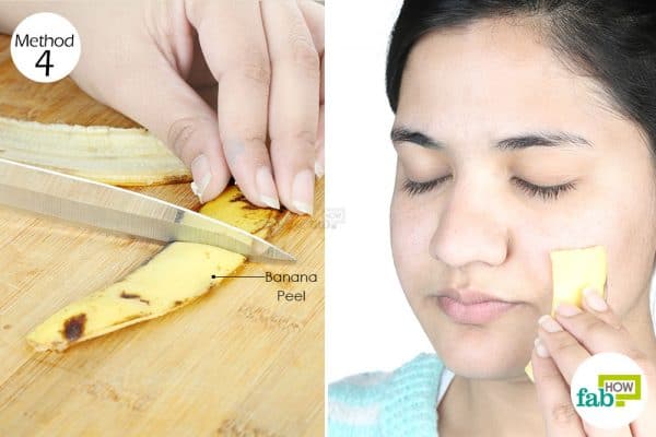 rub banana peel on acne and scars to use banana peel for health and beauty