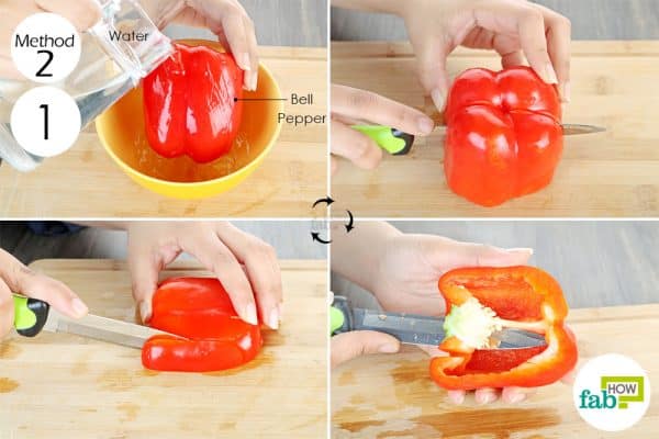 wash, cut and deseed to store bell peppers
