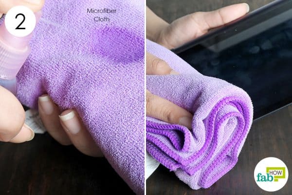 wipe with a dampened microfiber cloth to clean tablet screen