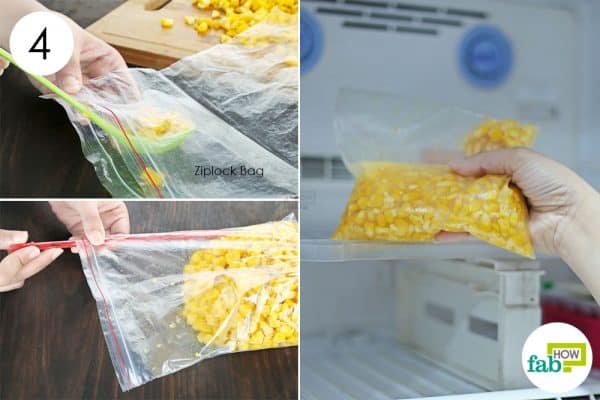 store kernels in ziplock and freeze to store sweet corn