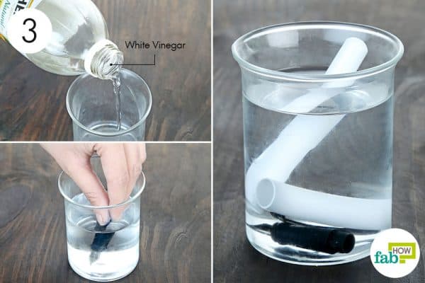 soak parts in vinegar to clean a fountain pen