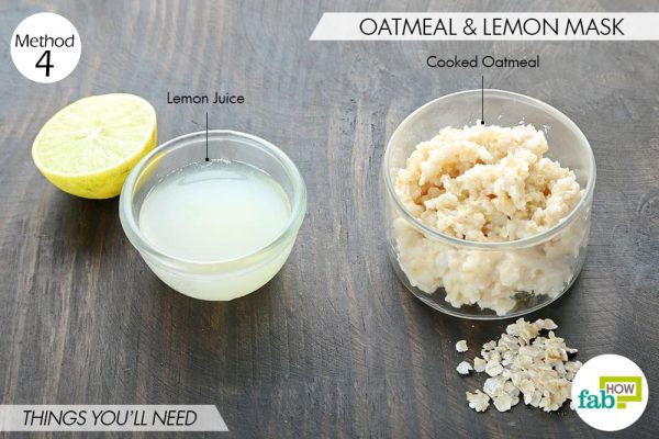 things you'll need to make lemon and oatmeal face mask for blackheads