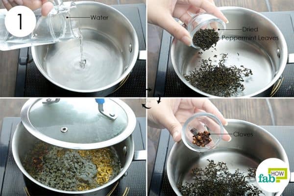 boil peppermint cloves to make diy bug spray for skin