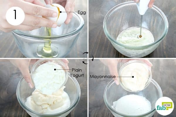 combine ingredients to make diy homemade hair conditioner