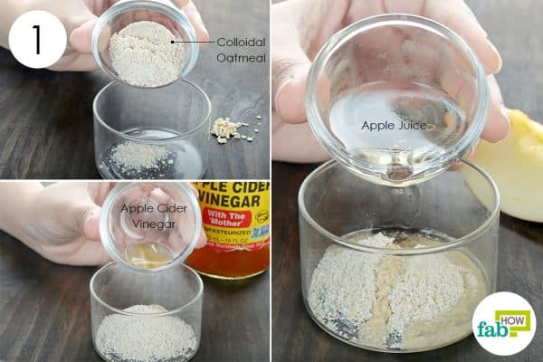combine ingredients to make oatmeal face mask for rashes and allergies