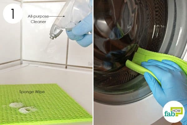 wipe the exterior with app-purpose cleaner to clean front-load washing machine