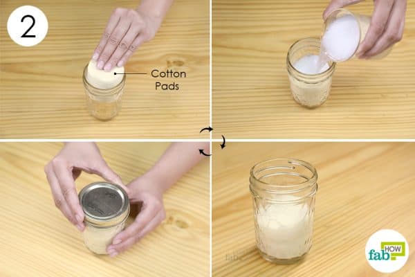 Pour diy homemade makeup remover over cotton pads