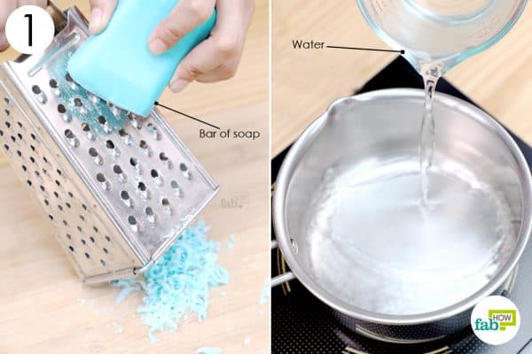 shred the soap bar using a cheese grater