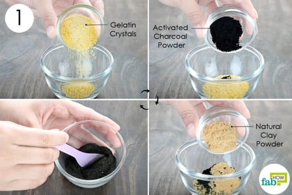 mix gelatin charcoal clay to make diy homemade facemask for men