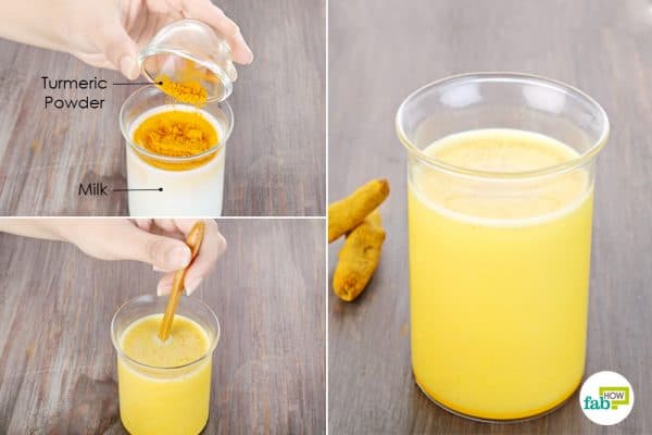 mix turmeric in warm milk and drink it