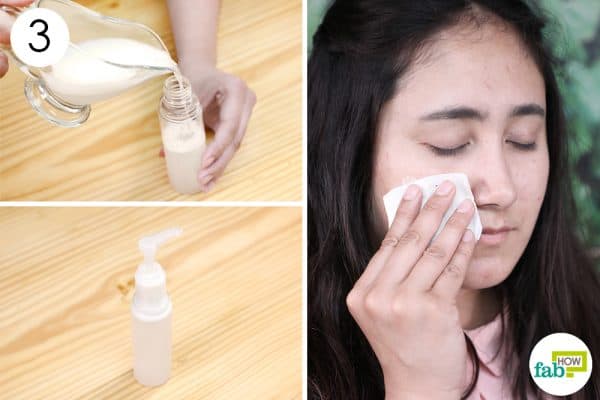 put the liquid mixture into a pump bottle and use it to remove makeup