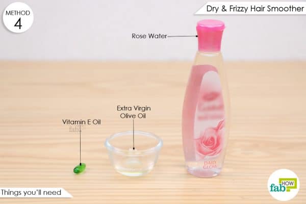 things you'll need to make rose water dry & frizzy hair smoother