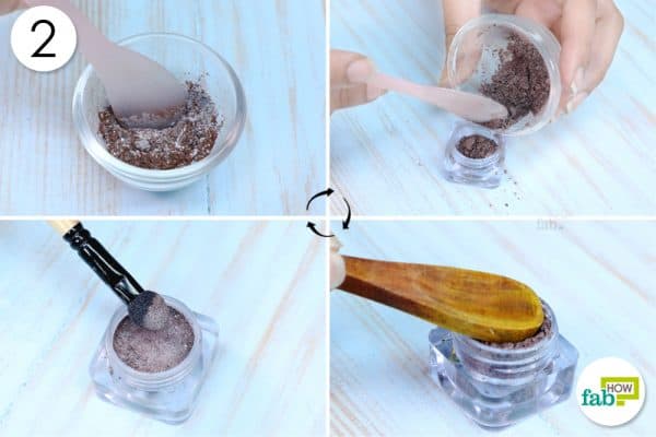 put the mixture into an eyeshadow container and press it down