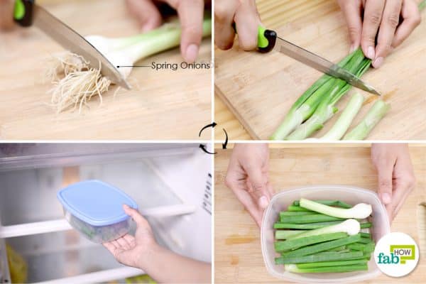 place the cut onions in a plastic container and refrigerate them