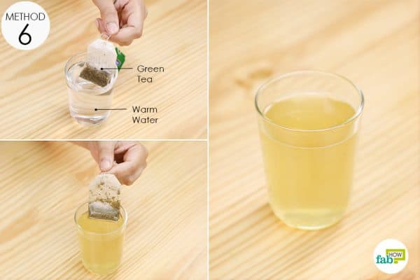 make green tea and rinse your mouth with it to get rid of white spots on teeth