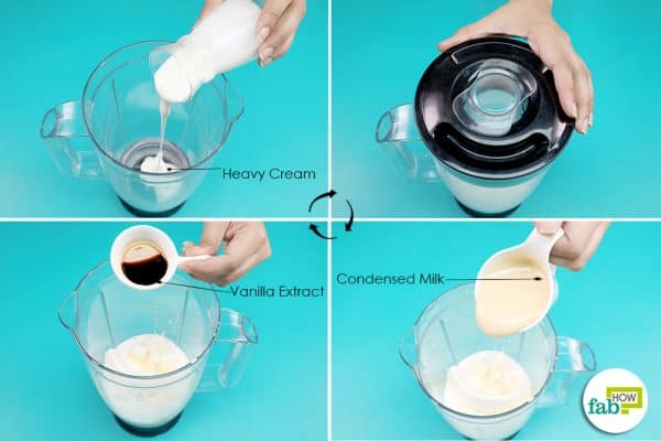 wisk heavy cream and add ingredients